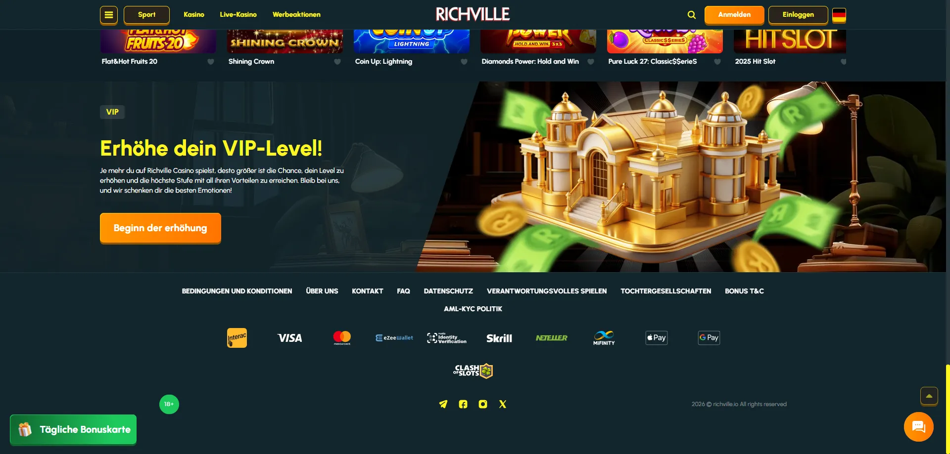 Richville Casino Zahlungsmethoden – Einzahlung und Auszahlung in Österreich