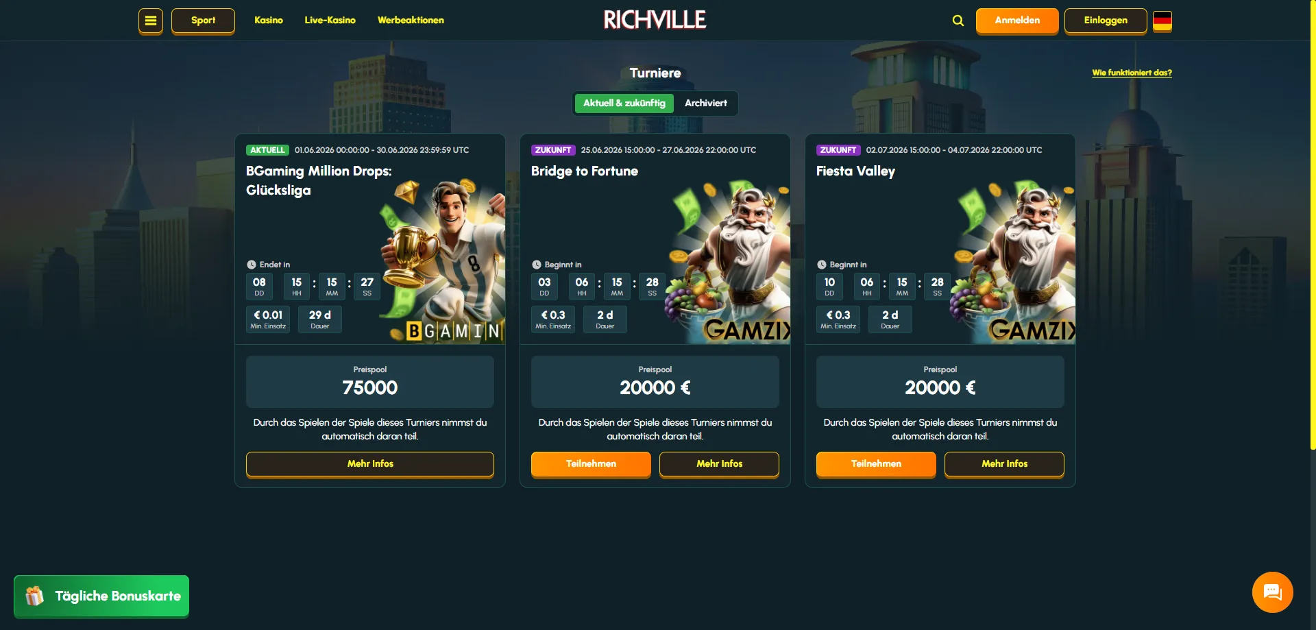 Richville Sportwetten – Fußball, Tennis und Live-Wetten