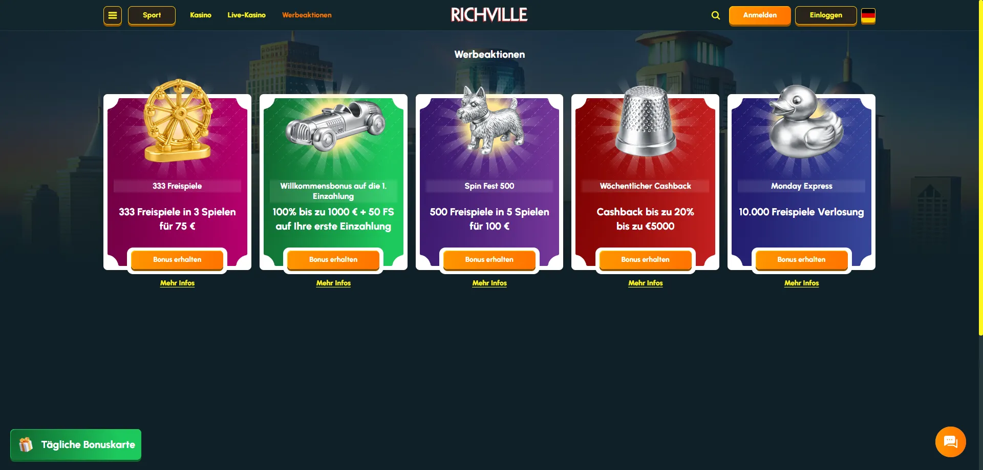 Richville Casino Willkommensbonus bis €4.000 plus 300 Freispiele