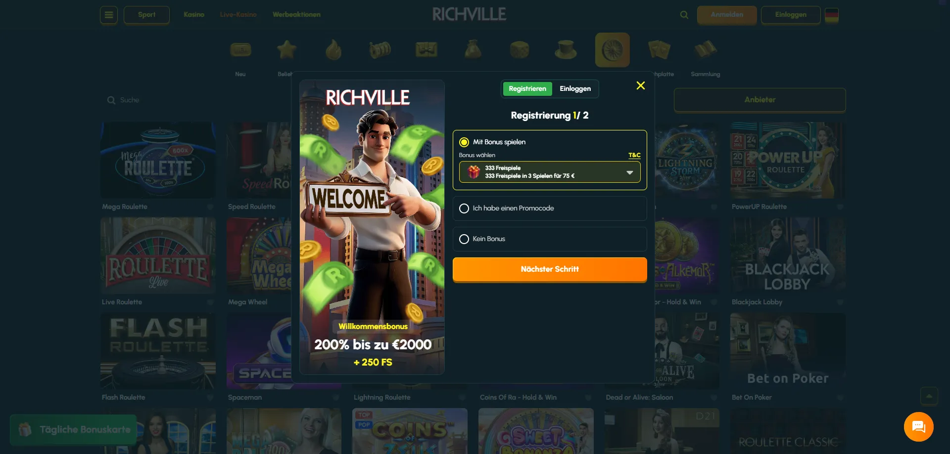 Richville Casino Registrierung – Konto in wenigen Minuten erstellen